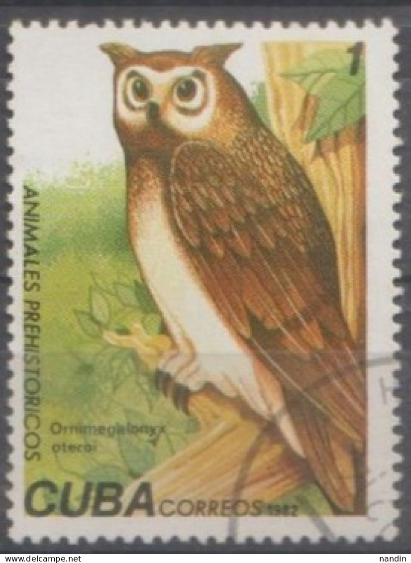 1982 CUBA  USED STAMPS ON BIRDS/ Prehistoric Animals/Ornimegalonyx Oteroi-giant Cuban Owl,an Extinct Genus - Hiboux & Chouettes