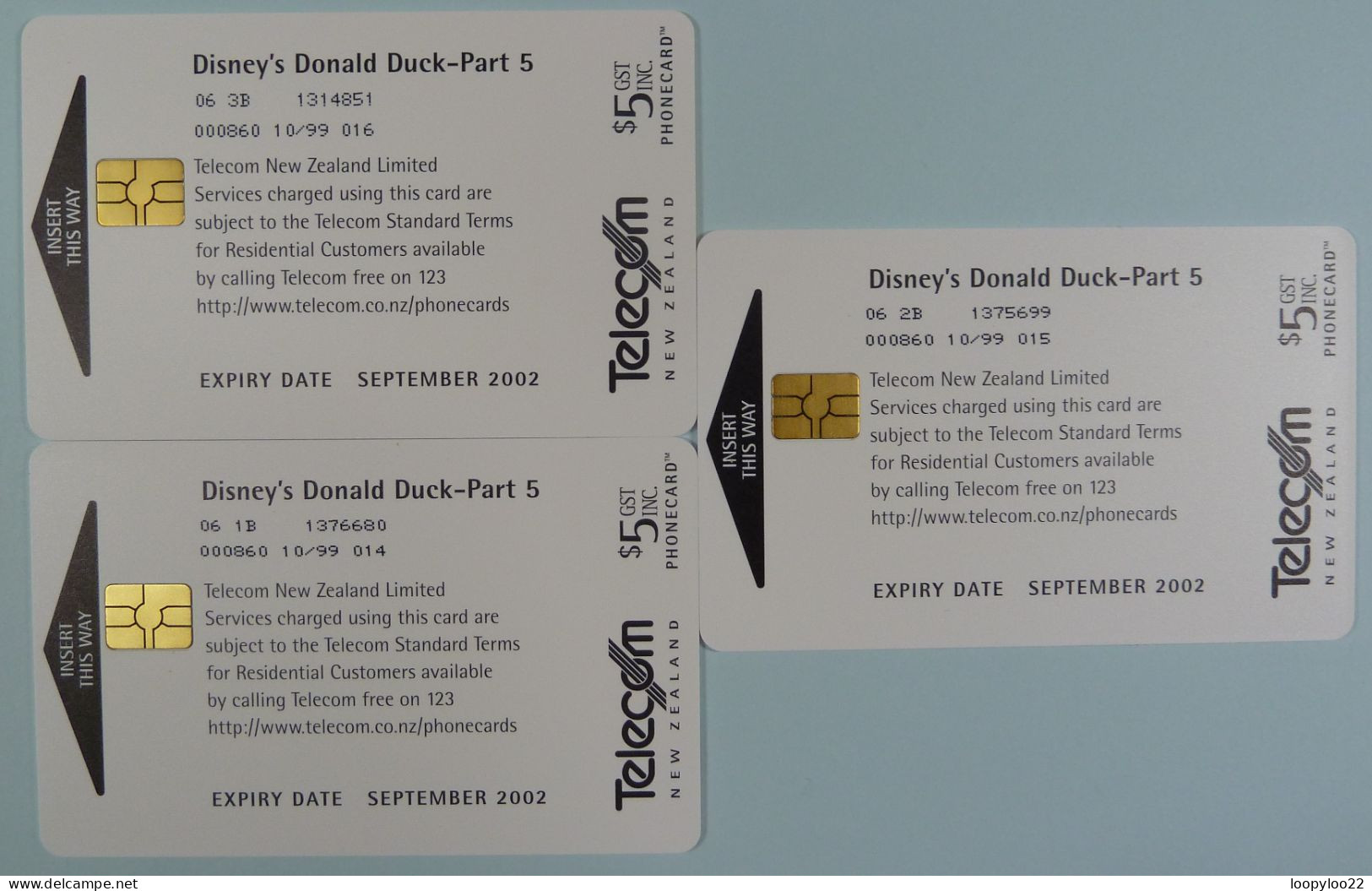 New Zealand - Chip - Set Of 3 - Disney's Donald Duck - Part 5  - $5 - 860ex - Mint - New Zealand
