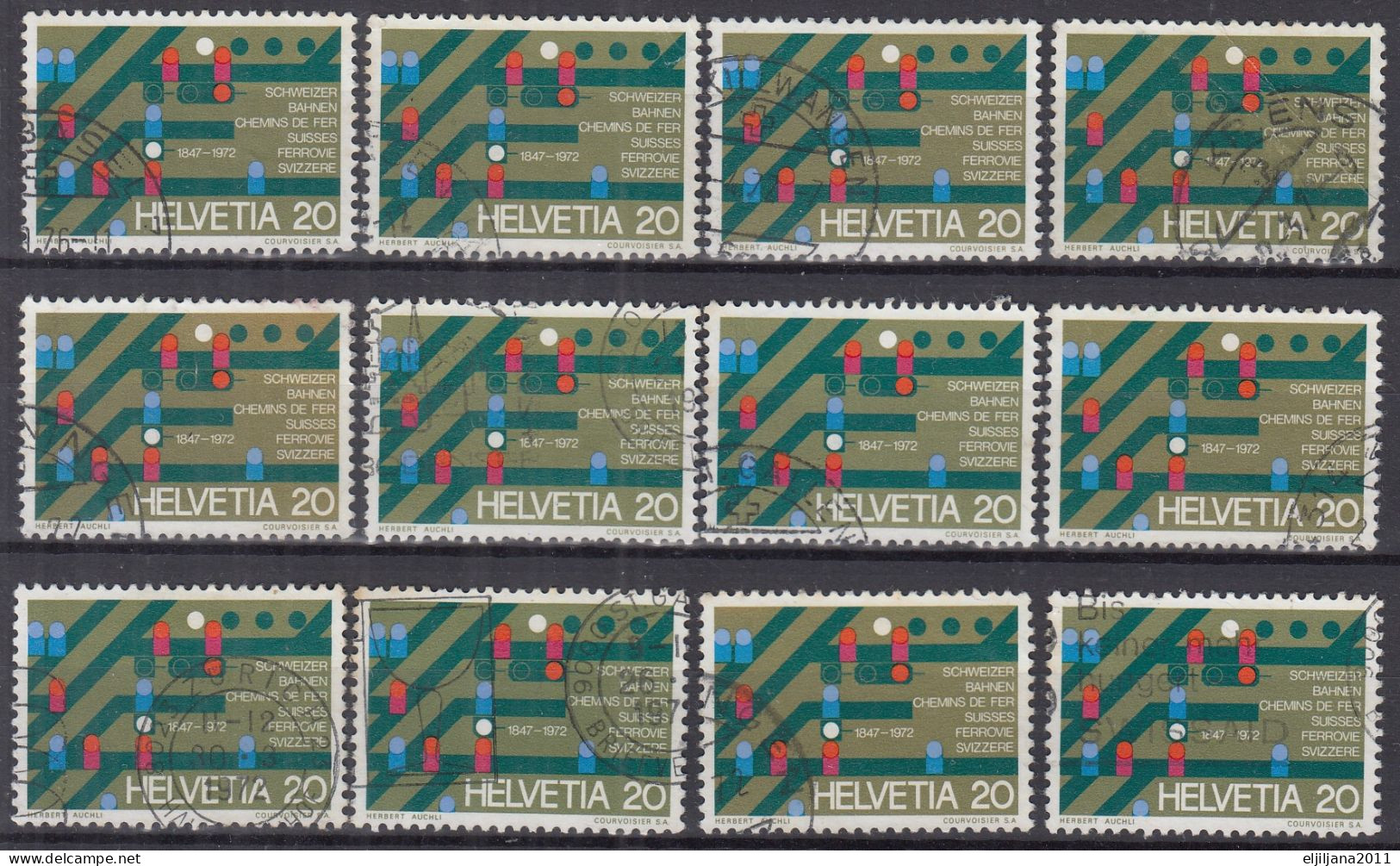 Switzerland / Helvetia / Schweiz / Suisse 1972 ⁕ Stelltisch Mit Gleisbild Mi.965 ⁕ 12v Used - Oblitérés