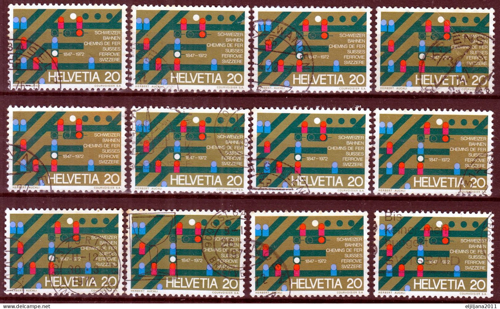 Switzerland / Helvetia / Schweiz / Suisse 1972 ⁕ Stelltisch Mit Gleisbild Mi.965 ⁕ 12v Used - Usados