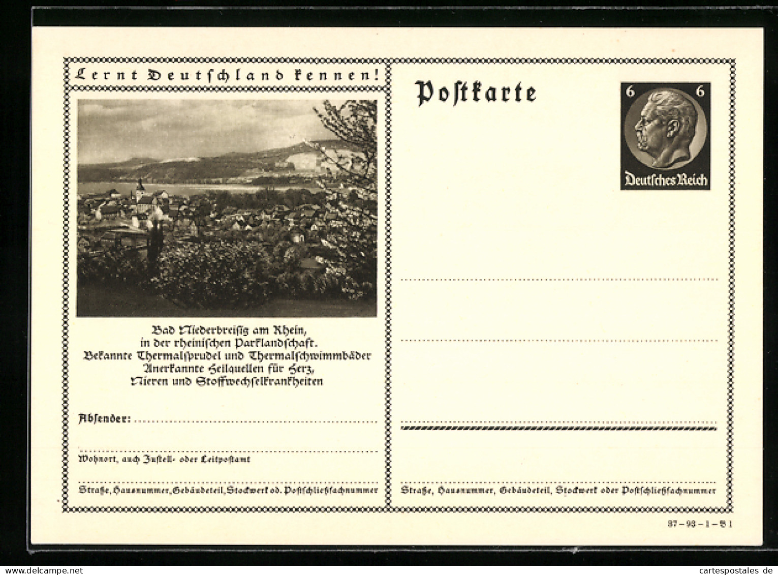AK Bad Niederbreisig Am Rhein, Ortsansicht, Ganzsache Lernt Deutschland Kennen  - Postkarten