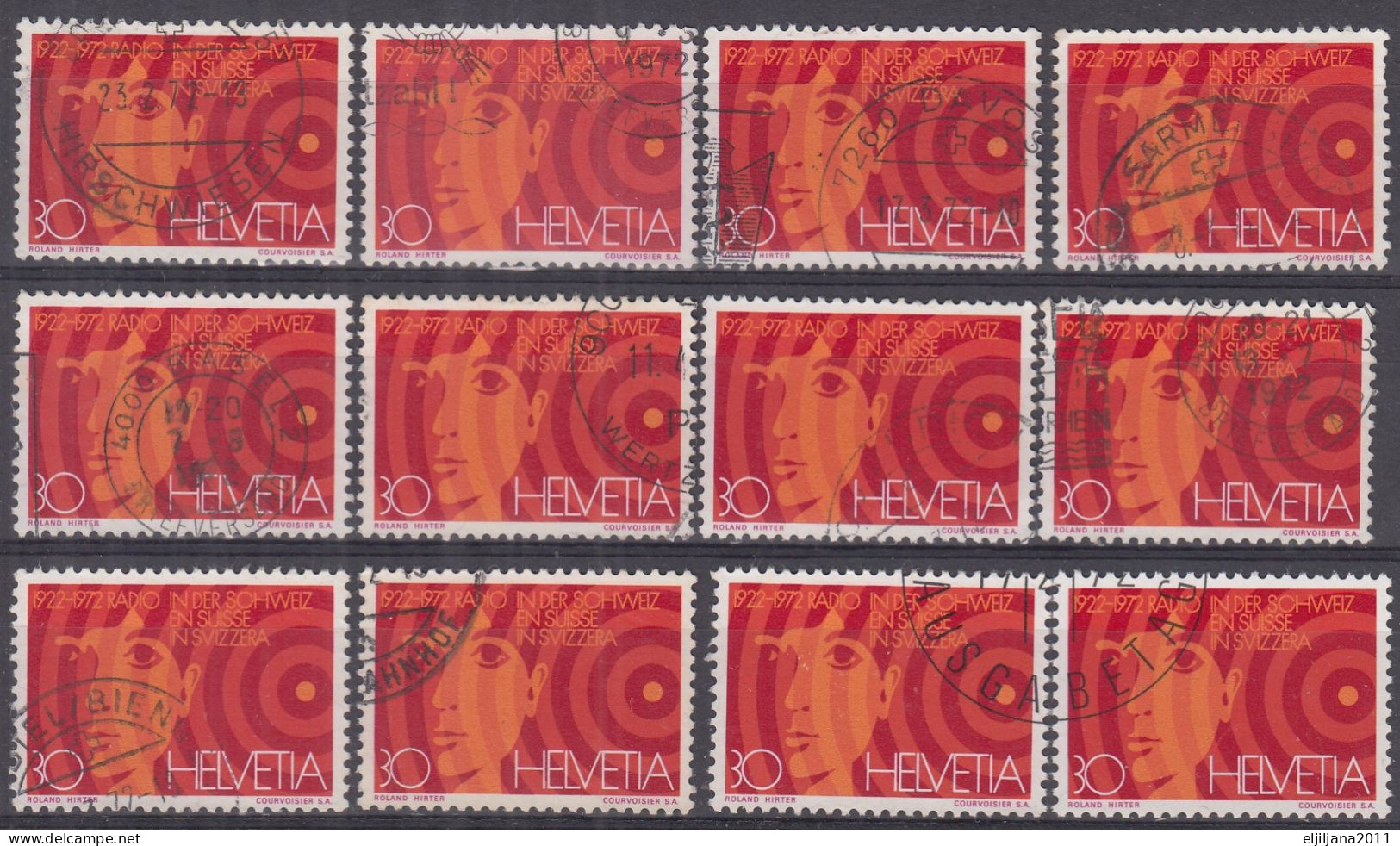 Switzerland / Helvetia / Schweiz / Suisse 1972 ⁕ Schallwellen, Gesicht Mi.966 ⁕ 12v Used - Used Stamps