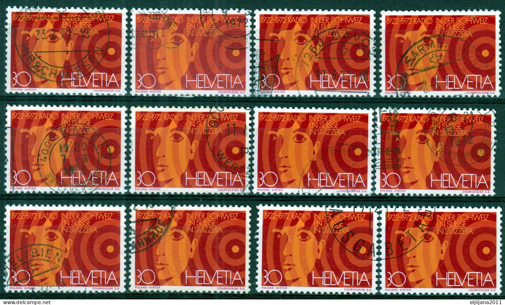 Switzerland / Helvetia / Schweiz / Suisse 1972 ⁕ Schallwellen, Gesicht Mi.966 ⁕ 12v Used - Oblitérés