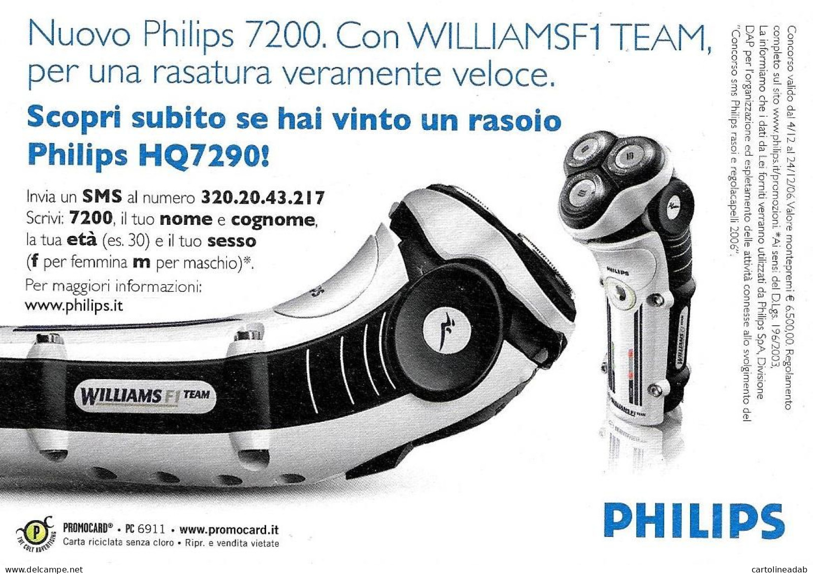 [MD9421] CPM - PHILIPS NUOVO RASOIO 7200 - PROMOCARD 6911 - PERFETTA - Non Viaggiata - Werbepostkarten