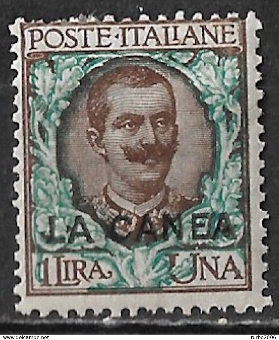 CRETE 1906 Italian Office : Italian Stamps With Overprint LA CANEA 1 Lira Brown / Green Vl. 12 MH - Creta