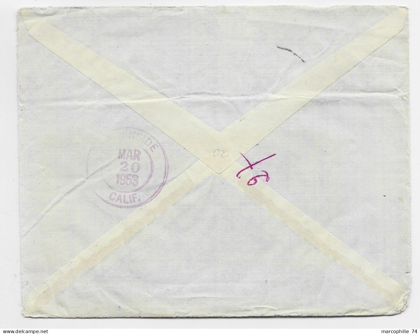 FRANCE GANDON 10FR VIOLETX2+ PA 100FR+1FR BLASON LETTRE REC AVION STRASBOURG 1953 POUR USA AU TARIF - 1945-54 Marianne De Gandon