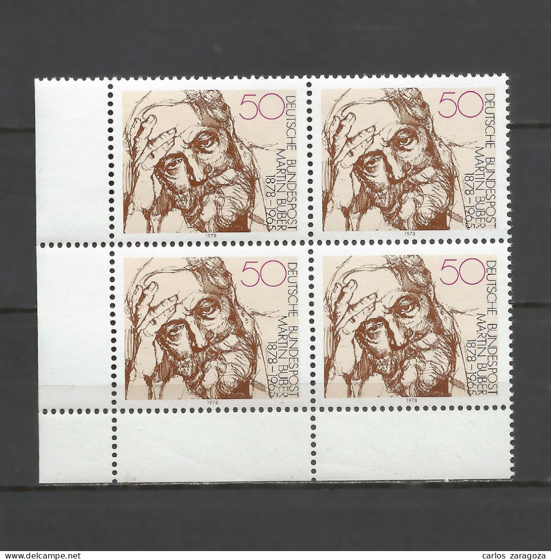 ALEMANIA 1978. Martin Buber. Mi 962,YT 809,SG 1854,Sc 1268. GERMANY Block X4 MNH Stamps - Ungebraucht