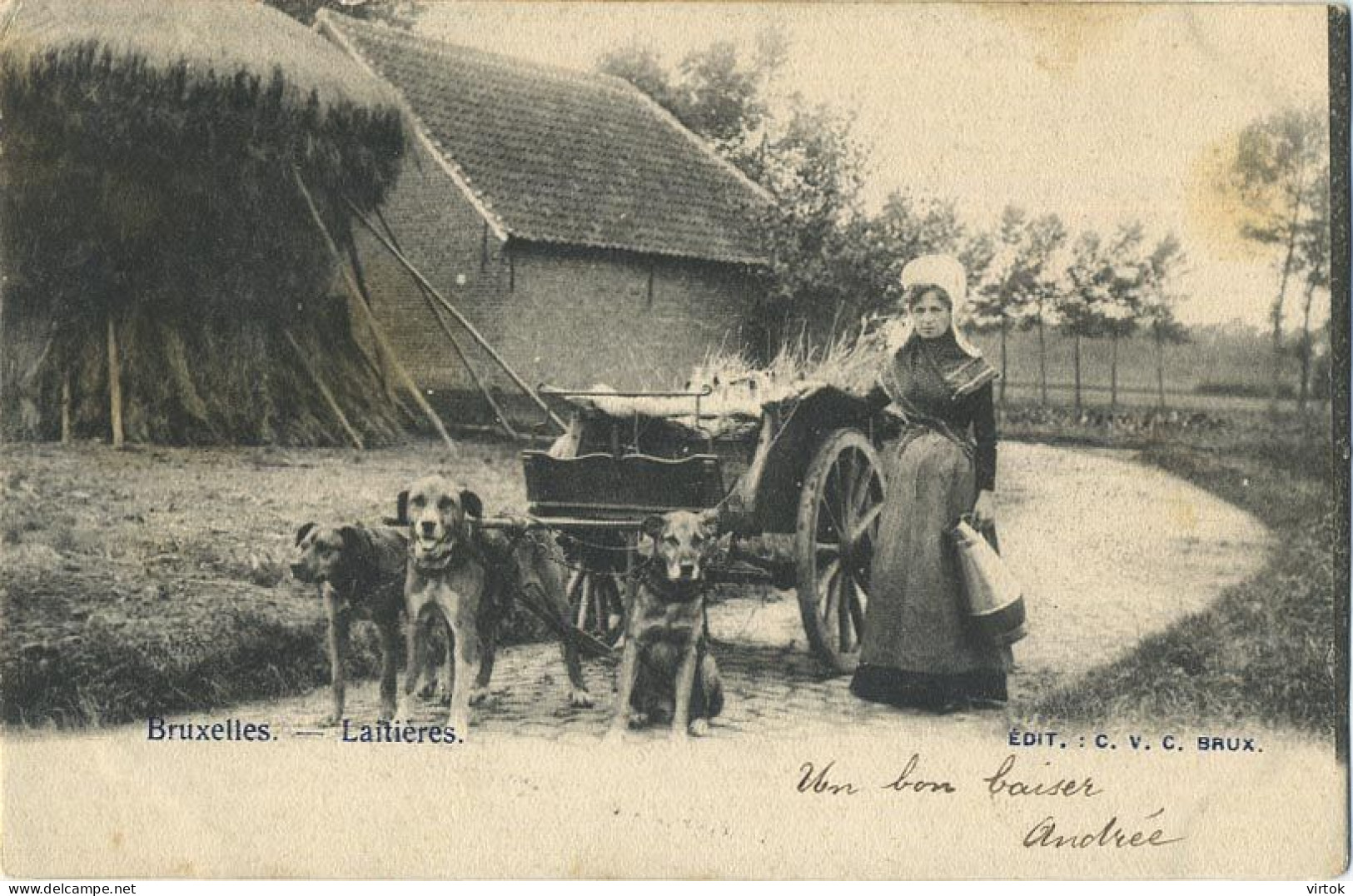 BRUXELLES - BRUSSEL :  La Laitières  (  BELGE - HOND-CHIEN   - Attelage .... Melk - Lait - Milk .....  ) - Equipaggiamenti