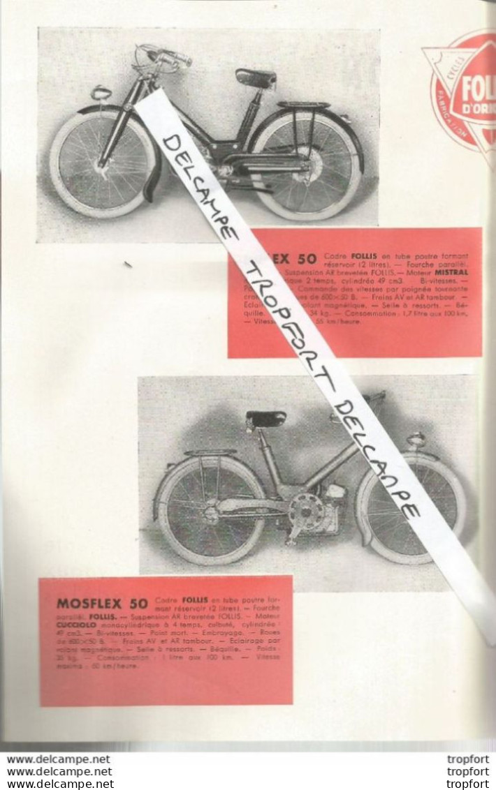 PZ / Feuillet Ancien Original 1952 SALON Stand 88 MOTO Motocyclette FOLLIS D'ORIGINE - Pubblicitari