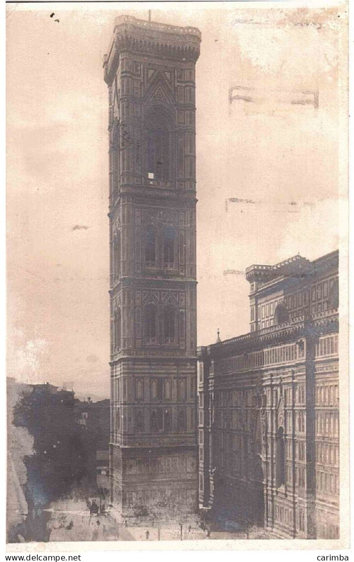 CARTOLINA FIRENZE CAMPANILE CON ANNULLO TARGHETTA TRIPOLITANIA - Firenze (Florence)