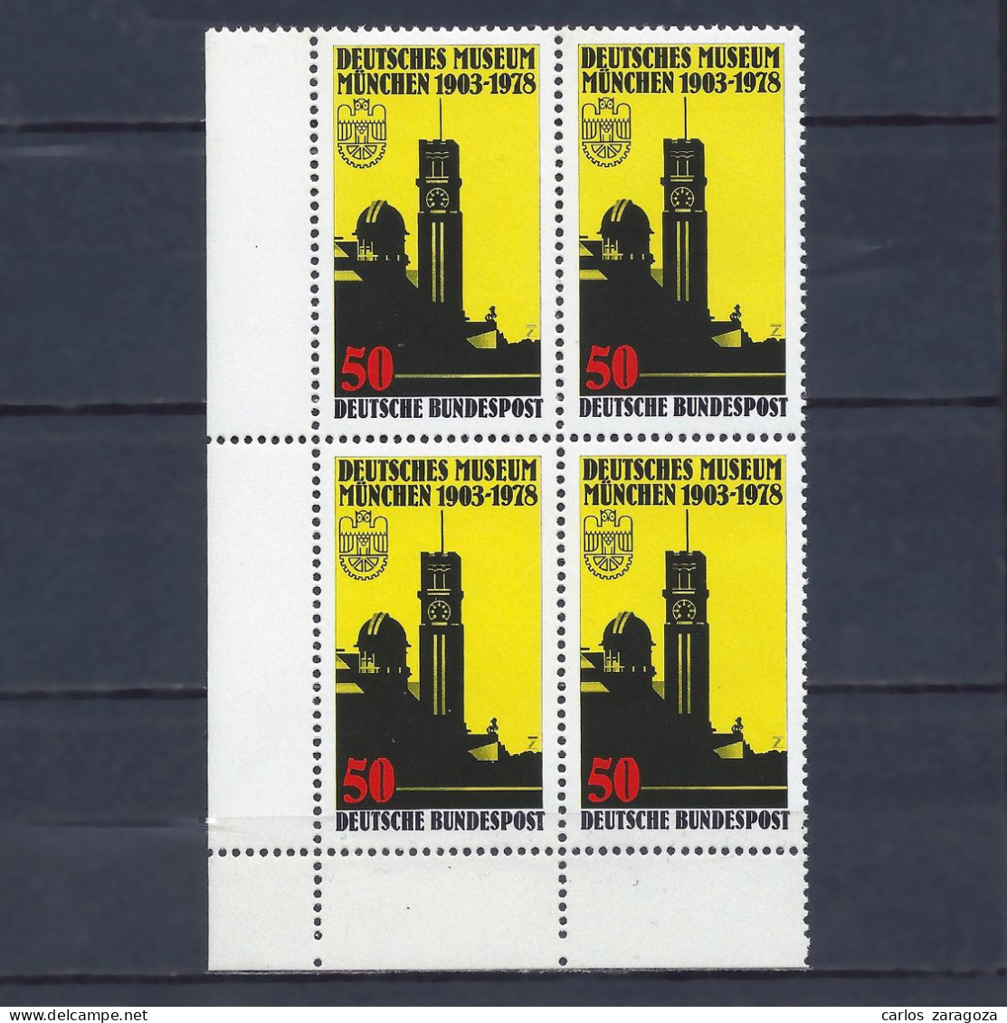 ALEMANIA 1978. Museo. Mi 963,YT 810,SG 1855,Sc 1269. GERMANY Museum. Block X4 MNH Stamps - Unused Stamps
