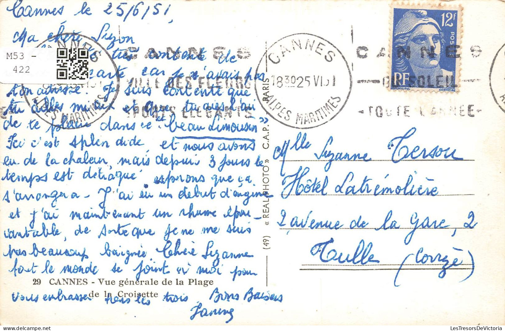 [-5%] FRANCE - Cannes - Vue Générale De La Plage De La Croisette - Animé - Plage - La Mer - Carte Postale Ancienne - Cannes