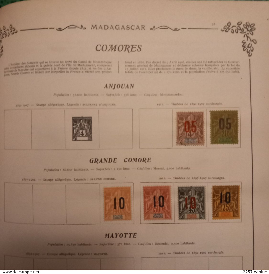 Lot 6 Anciens  Timbres Des Comores Surchargés Dont  2 De Sultanat D'Anjouan & 4 Grande Comore - Ungebraucht
