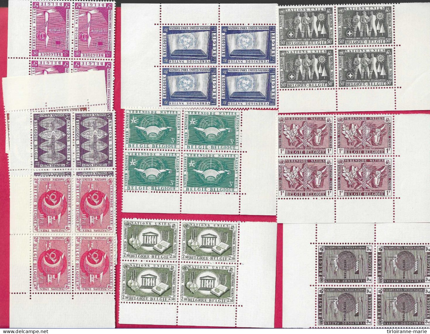 Lot Timbres Belgique Cob N°1053/62 En Blocs De 4 Bord De Feuilles Neufs** Luxe - Unused Stamps