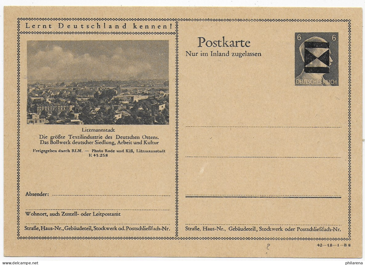 Nichtamtliche Postkarte, Litzmannstadt - Briefe U. Dokumente