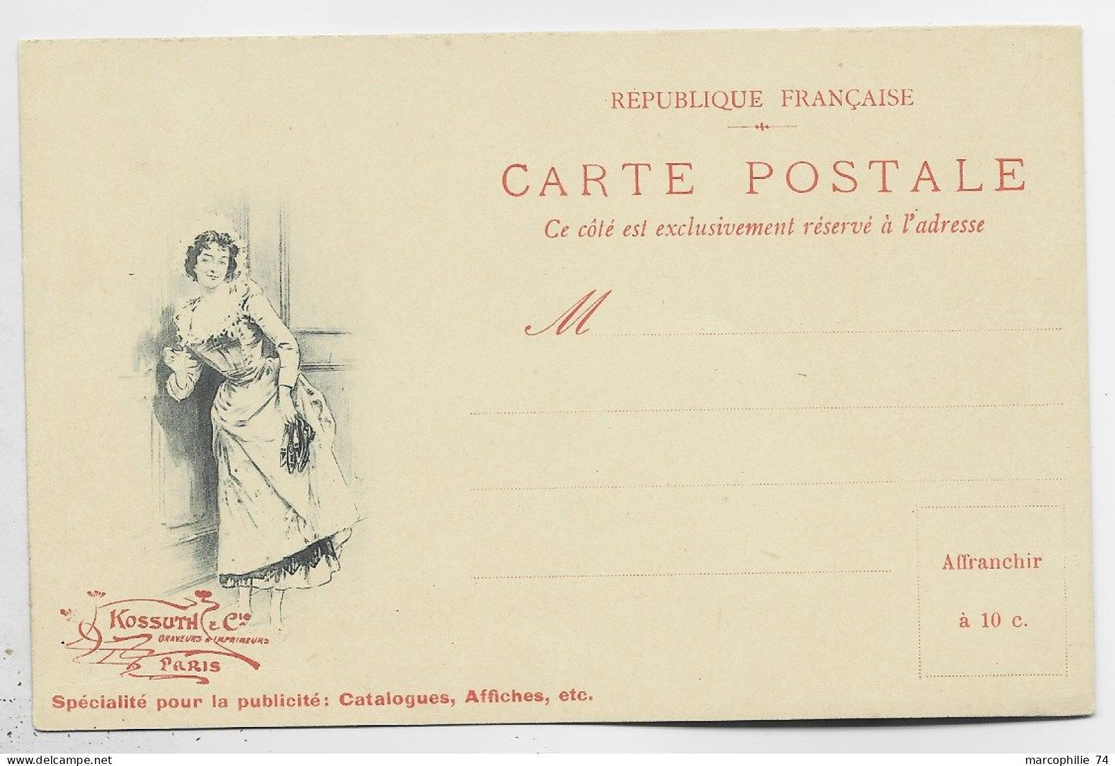 FRANCE CARTE POSTALE NEUVE KOSSUTH GRAVEUR IMPRIMEUR PARIS PUB - 1877-1920: Semi-moderne Periode