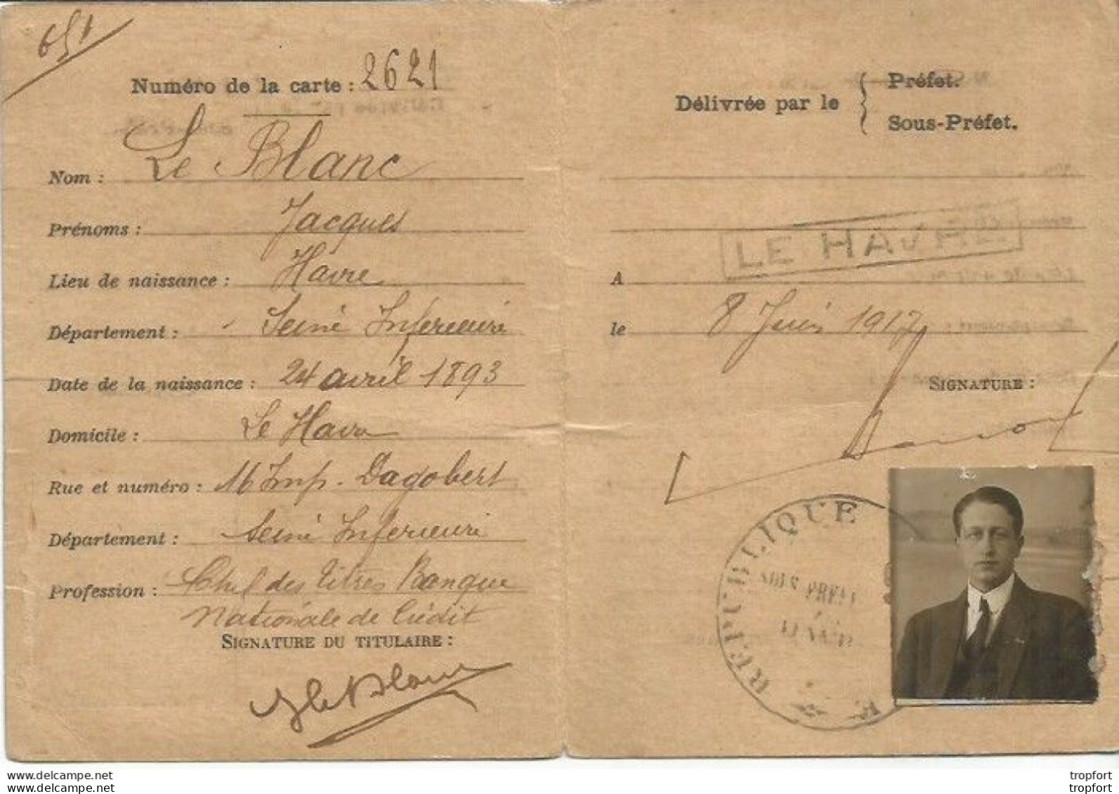 Permis De Conduire CARTE DE CIRCULATION LE HAVRE Automobile Motocyclette - Historische Dokumente