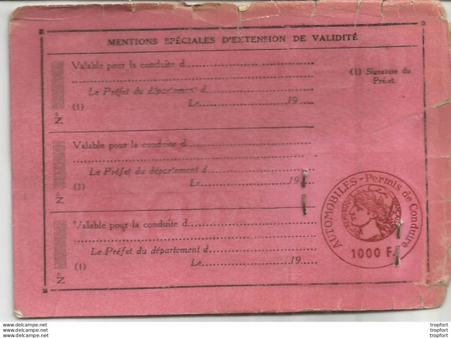 Ancien PERMIS DE CONDUIRE Les AUTOMOBILES 1954 - Historical Documents