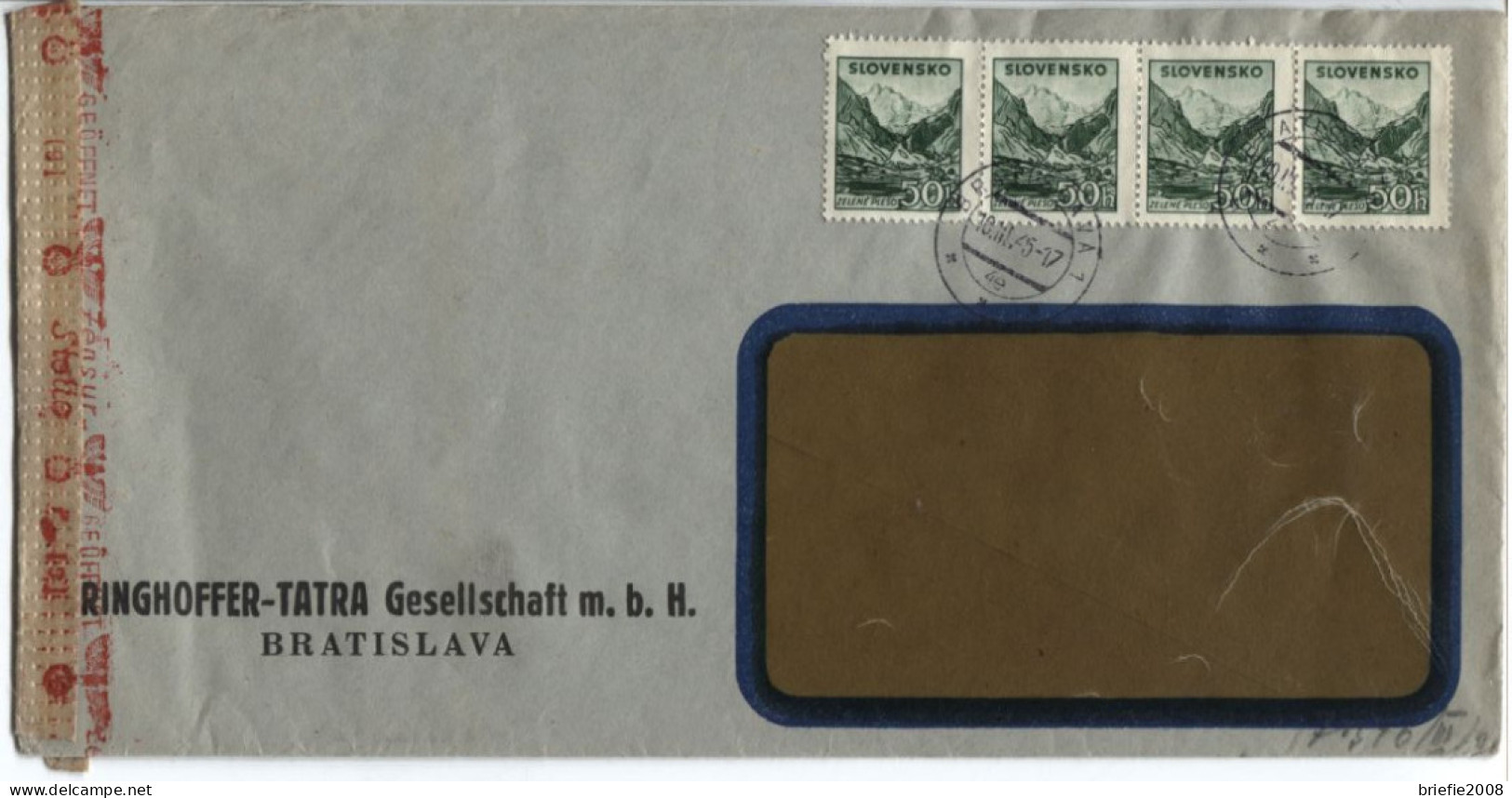 Slowakei # 146 (4x) Brief Ringhoffer-Tara-Werke Bratislava 10.3.45, OKW-Zensur - Briefe U. Dokumente