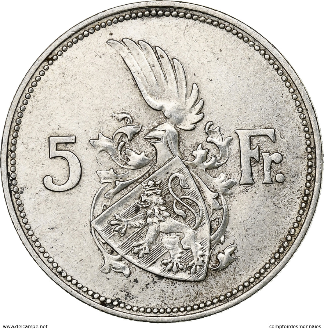 Luxembourg, Charlotte, 5 Francs, 1929, Argent, TTB+, KM:38 - Luxembourg