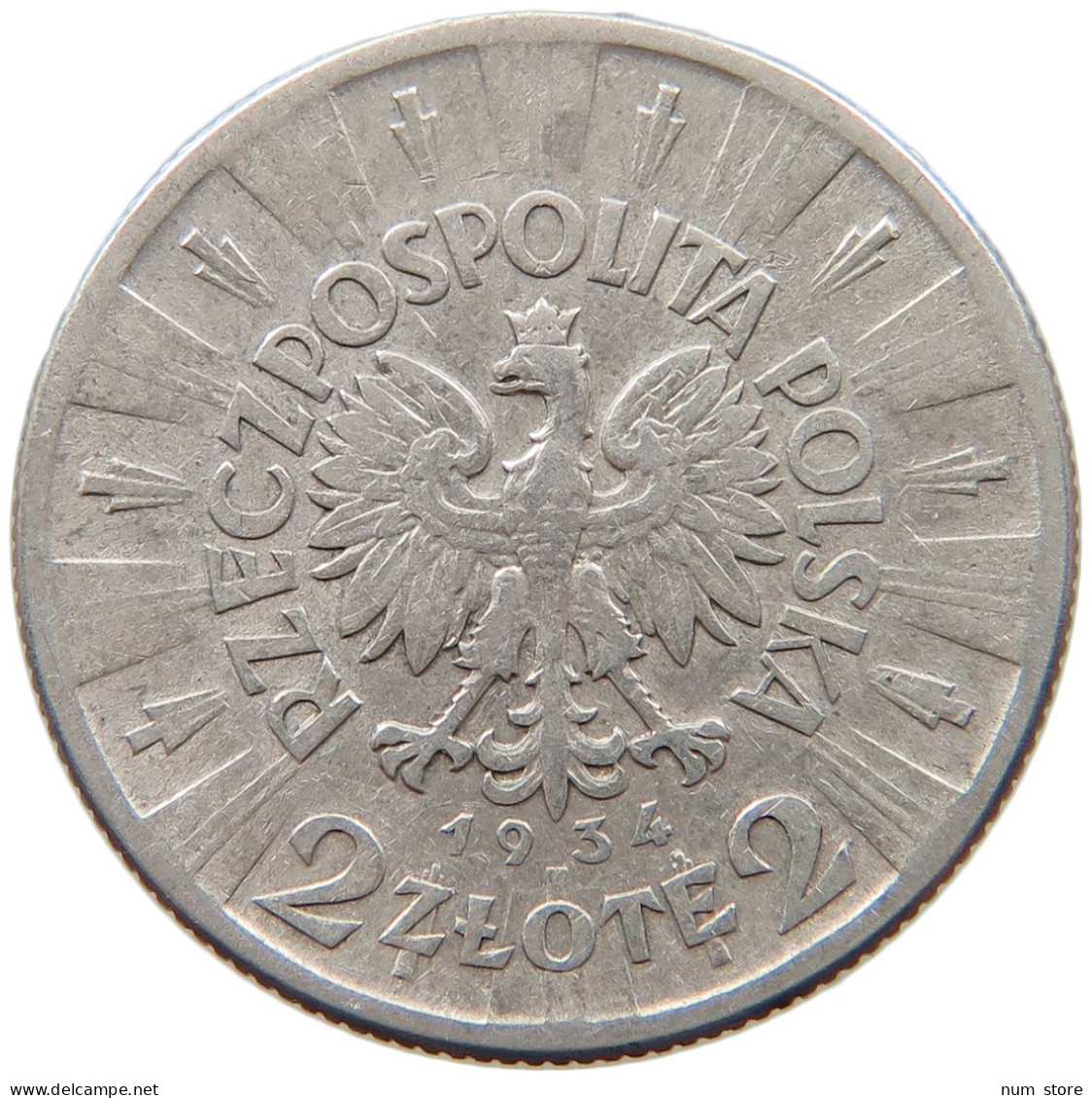 POLAND 2 ZLOTE 1934 PILSUDSKI #t030 0545 - Polen