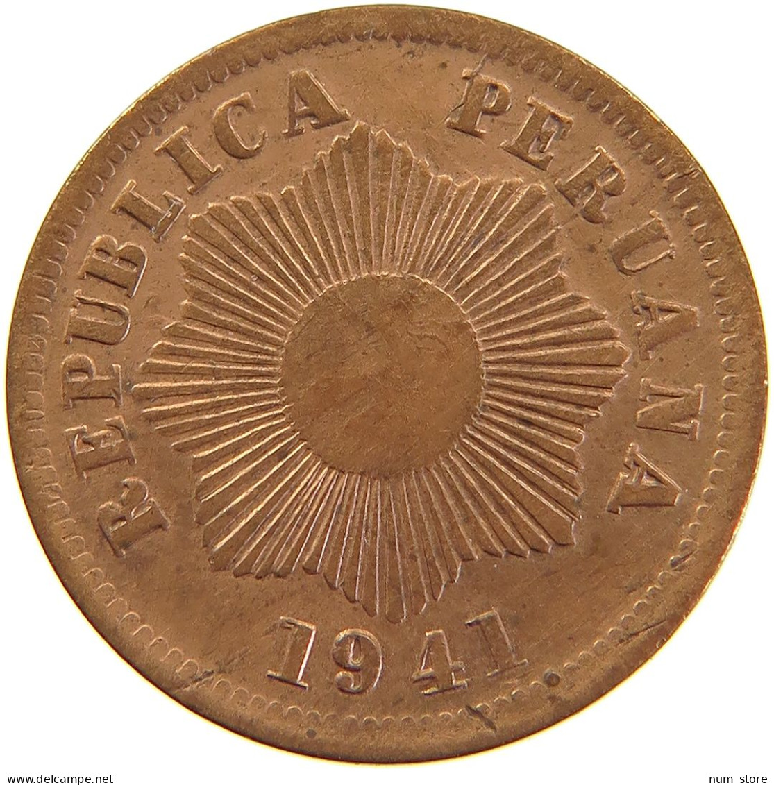 PERU CENTAVO 1941 THIN PLANCHET #t030 0233 - Pérou