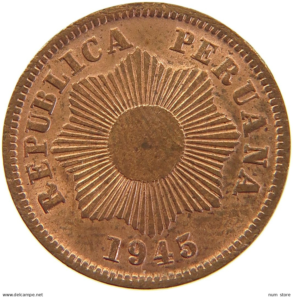 PERU CENTAVO 1945 UNC #t030 0245 - Pérou