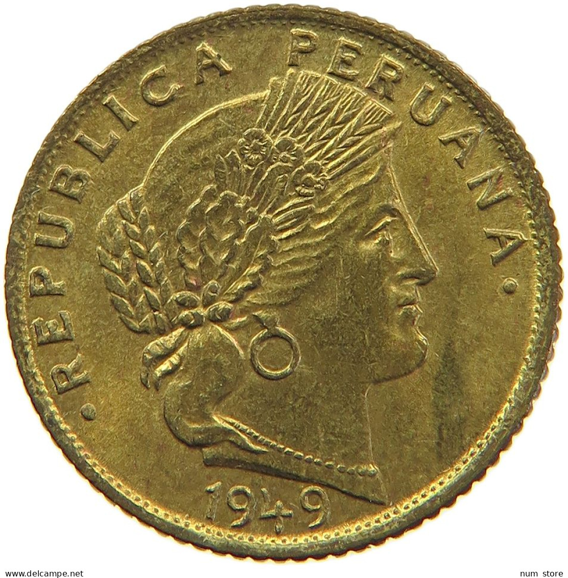 PERU 5 CENTAVOS 1949 UNC #t030 0159 - Pérou