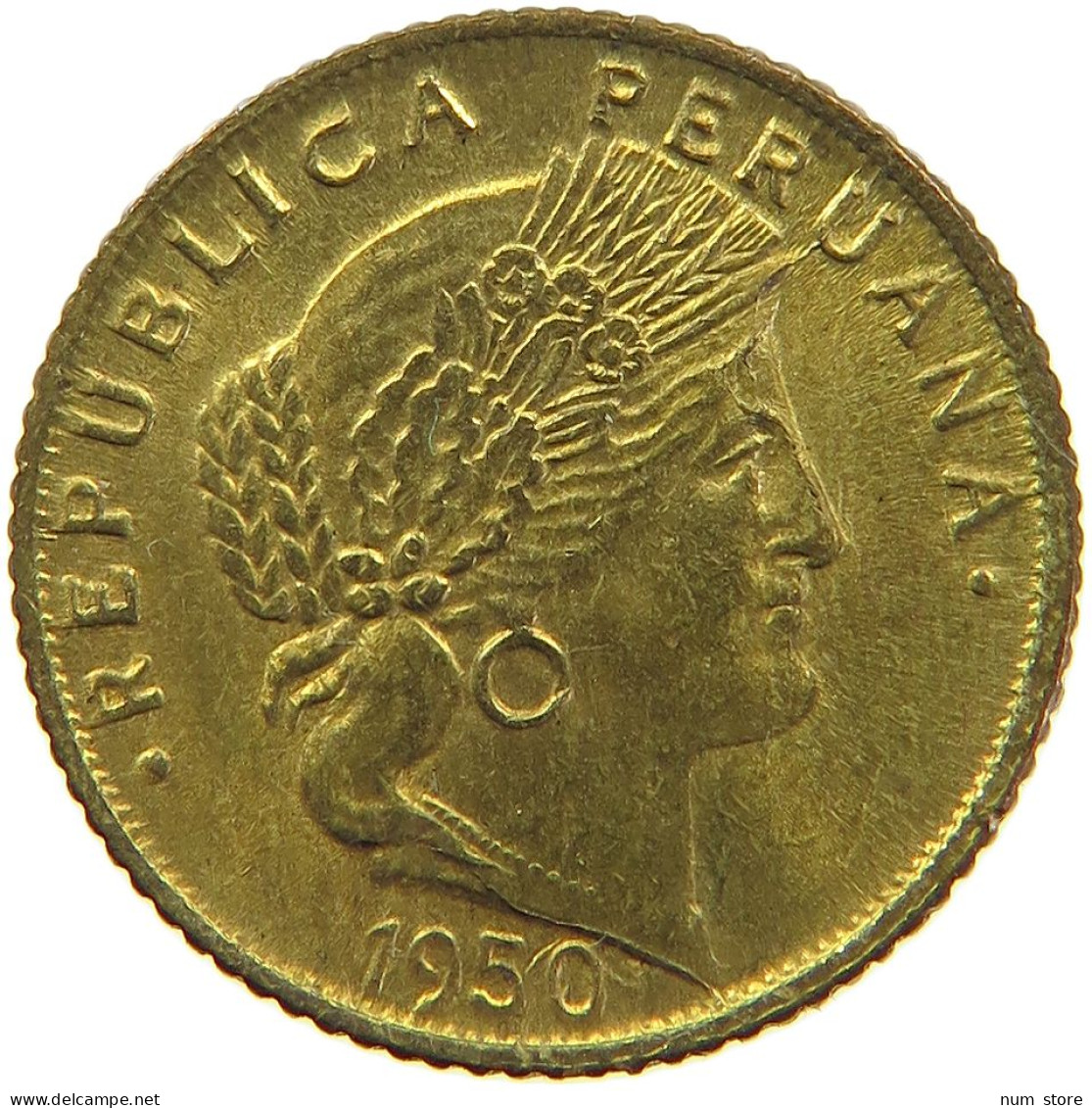 PERU 5 CENTAVOS 1950 UNC #t030 0175 - Pérou