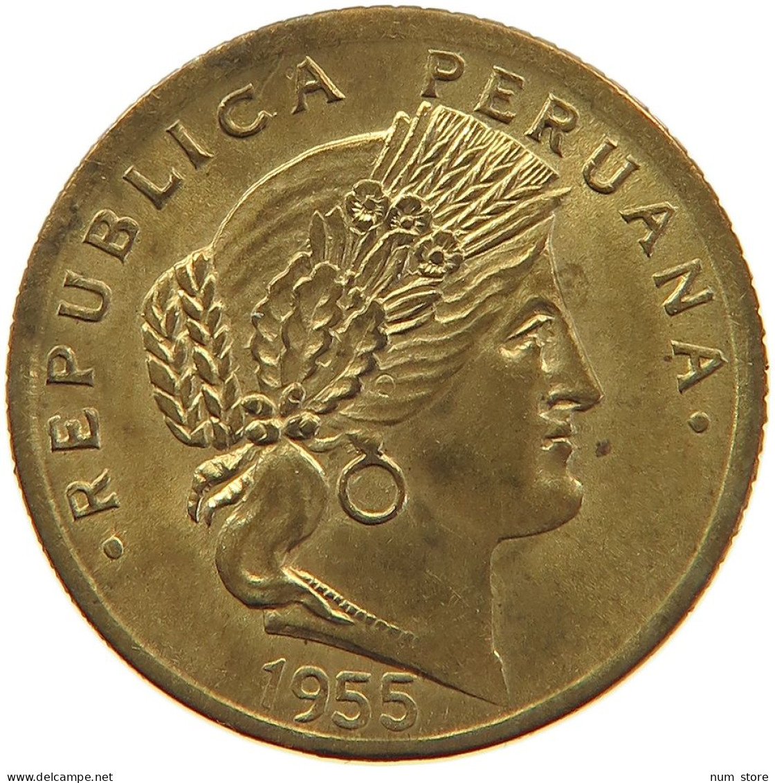 PERU 5 CENTAVOS 1955 UNC #t030 0165 - Perú