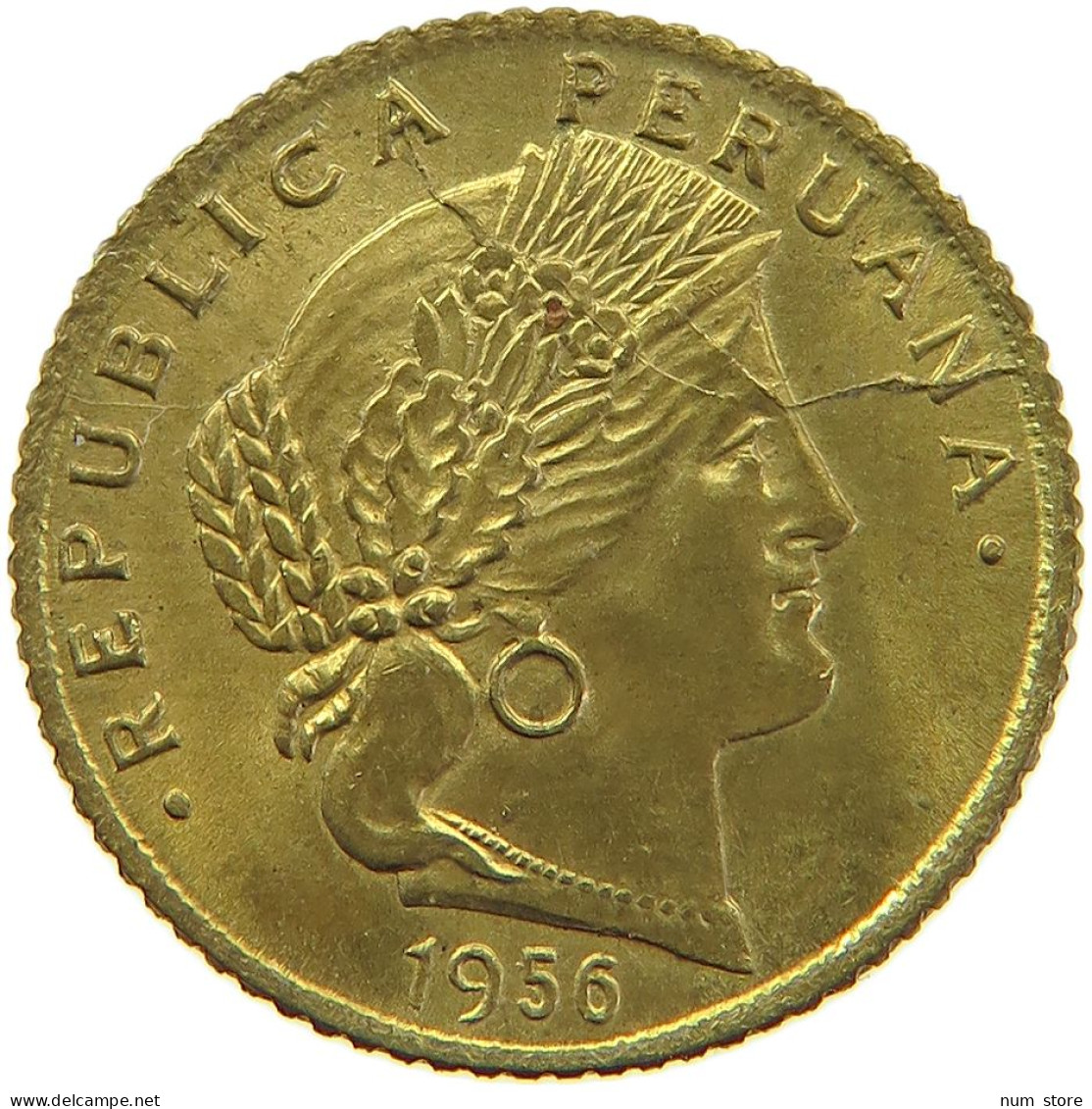 PERU 5 CENTAVOS 1956 DIE ERROR #t030 0185 - Pérou