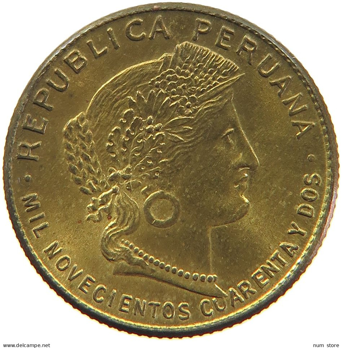 PERU 5 CENTAVOS 1943 PHILADELPHIA UNC #t030 0183 - Perú