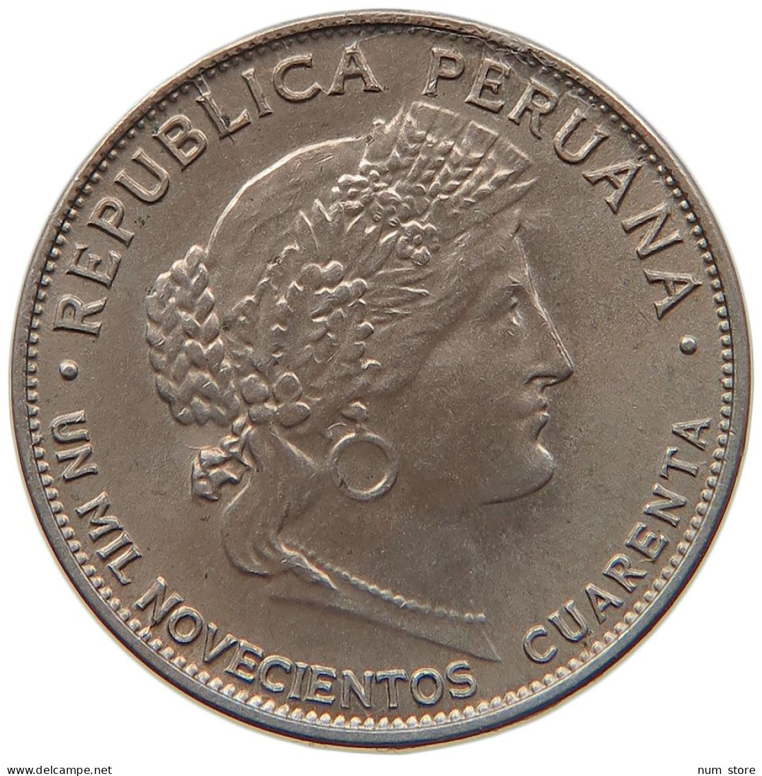 PERU 5 CENTAVOS 1940 UNC #t030 0017 - Peru