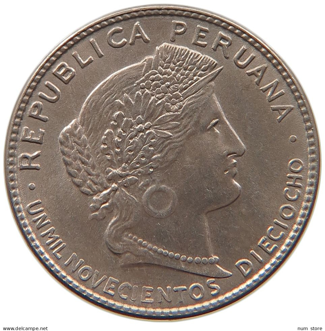 PERU 5 CENTAVOS 1918 UNC #t030 0021 - Peru