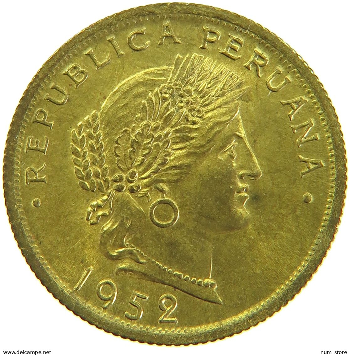 PERU 20 CENTAVOS 1952 UNC #t030 0105 - Perú