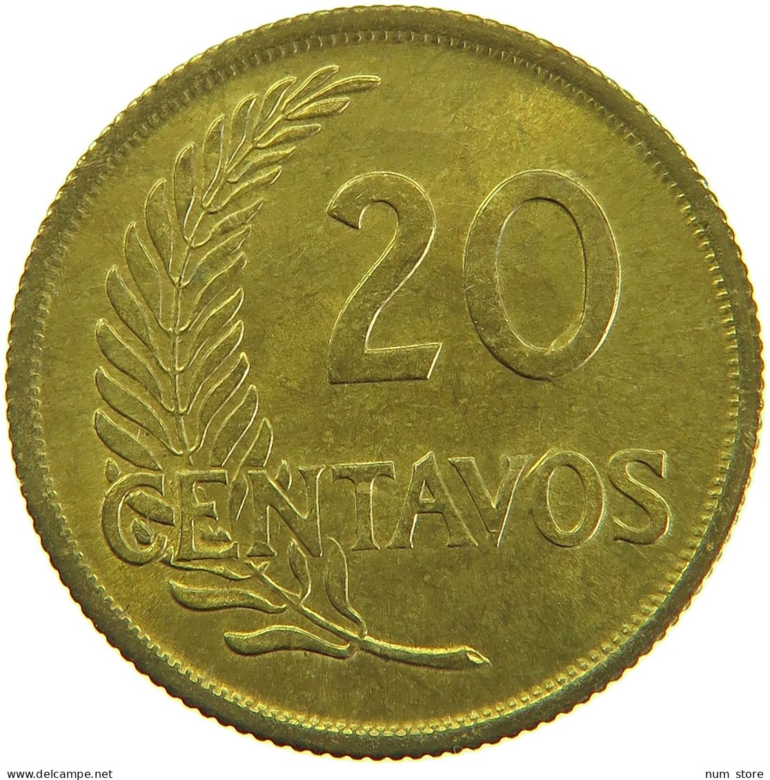 PERU 20 CENTAVOS 1952 UNC #t030 0105 - Pérou