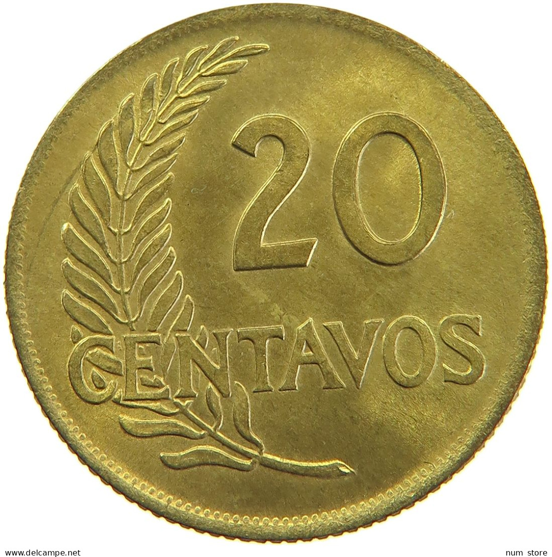 PERU 20 CENTAVOS 1958 UNC #t030 0099 - Pérou