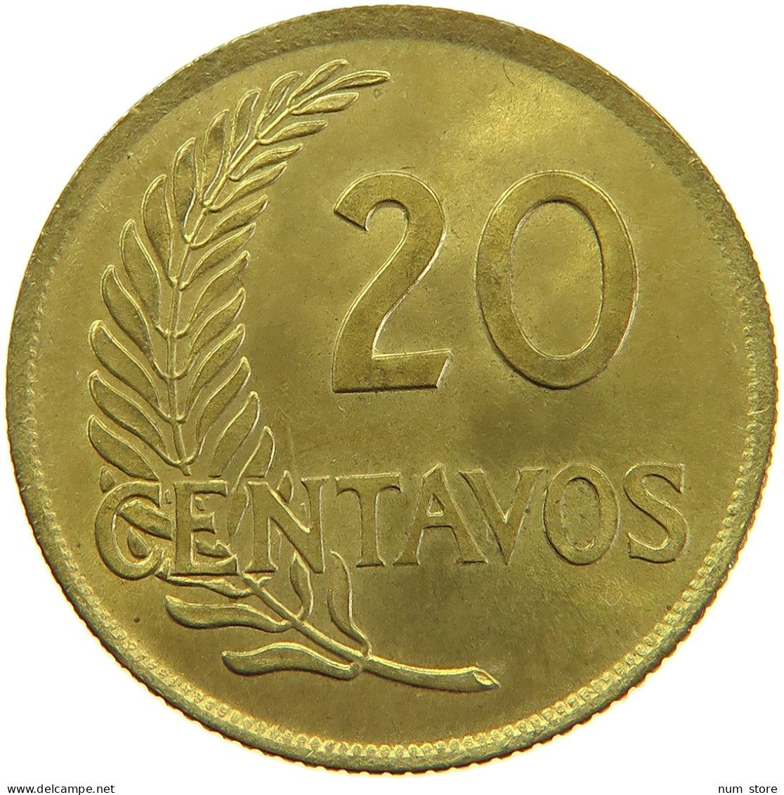 PERU 20 CENTAVOS 1956 UNC #t030 0103 - Pérou