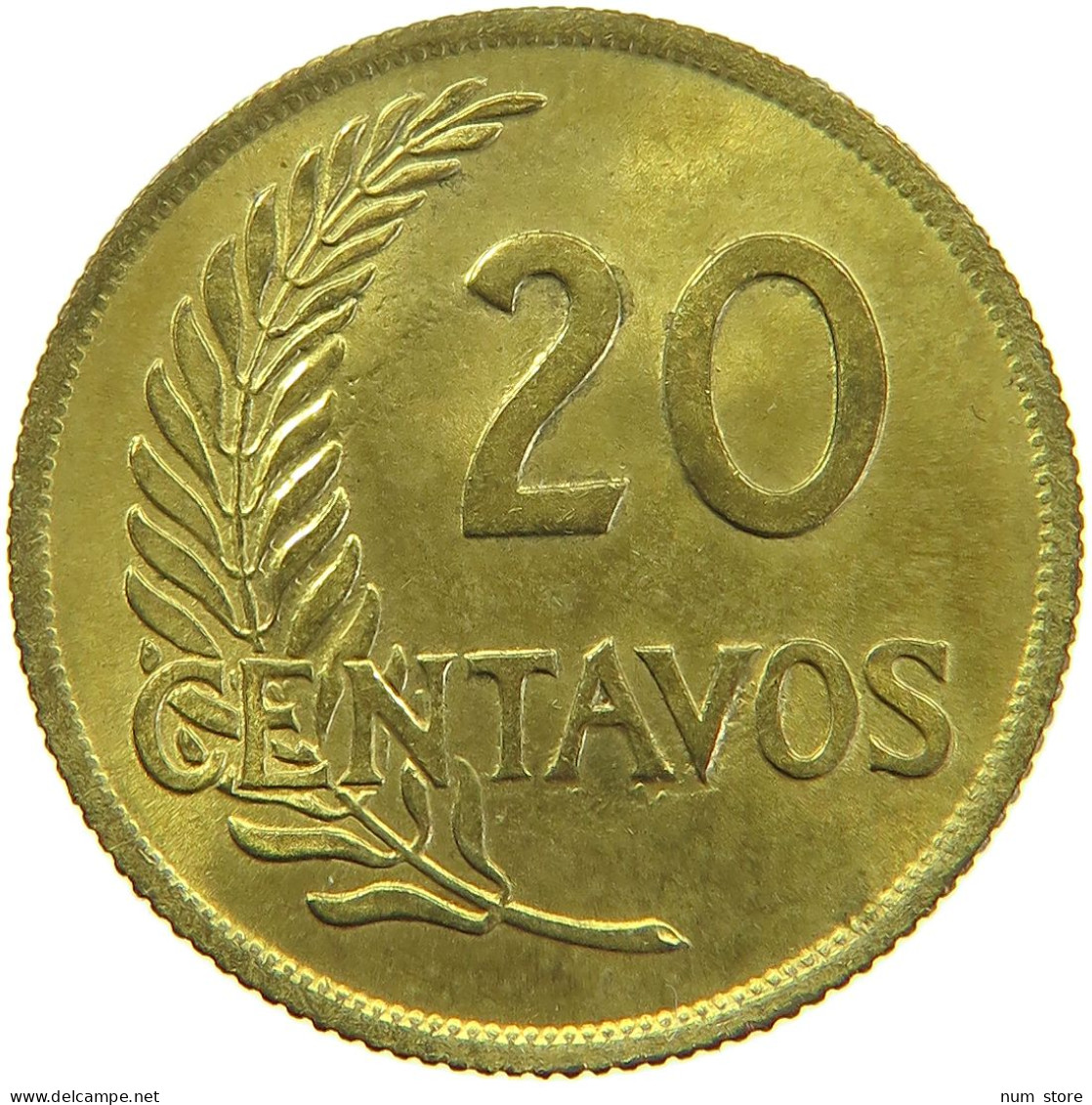 PERU 20 CENTAVOS 1954 #t030 0093 - Peru