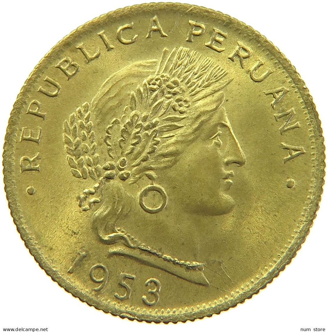 PERU 20 CENTAVOS 1953 UNC #t030 0087 - Pérou