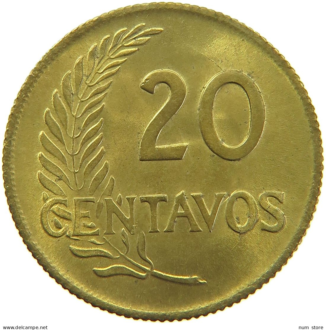 PERU 20 CENTAVOS 1953 UNC #t030 0087 - Peru