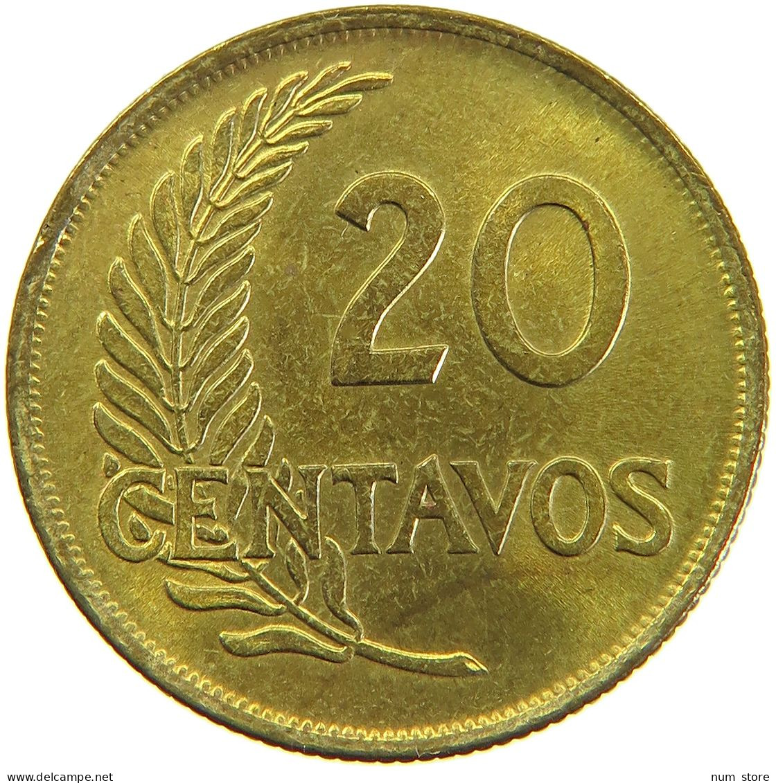 PERU 20 CENTAVOS 1949 UNC #t030 0115 - Pérou