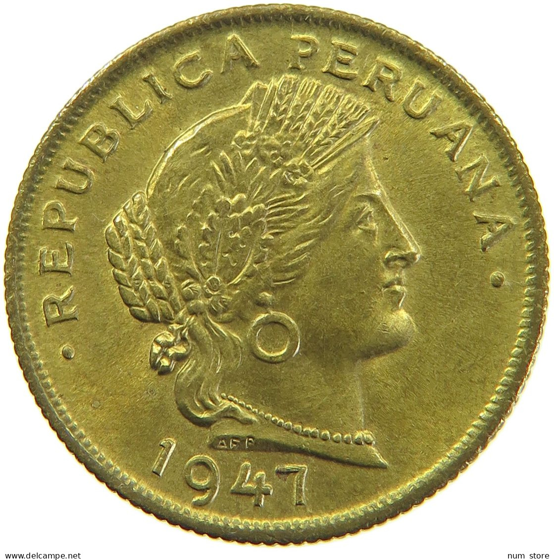 PERU 20 CENTAVOS 1947 UNC #t030 0119 - Peru