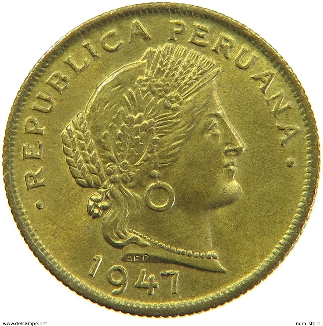 PERU 20 CENTAVOS 1947 UNC #t030 0119 - Pérou