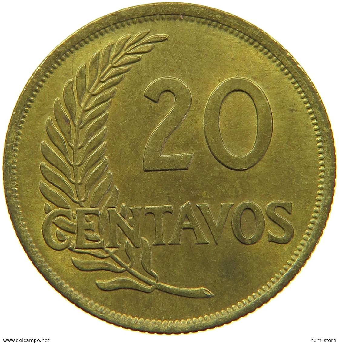 PERU 20 CENTAVOS 1947 UNC #t030 0119 - Perú