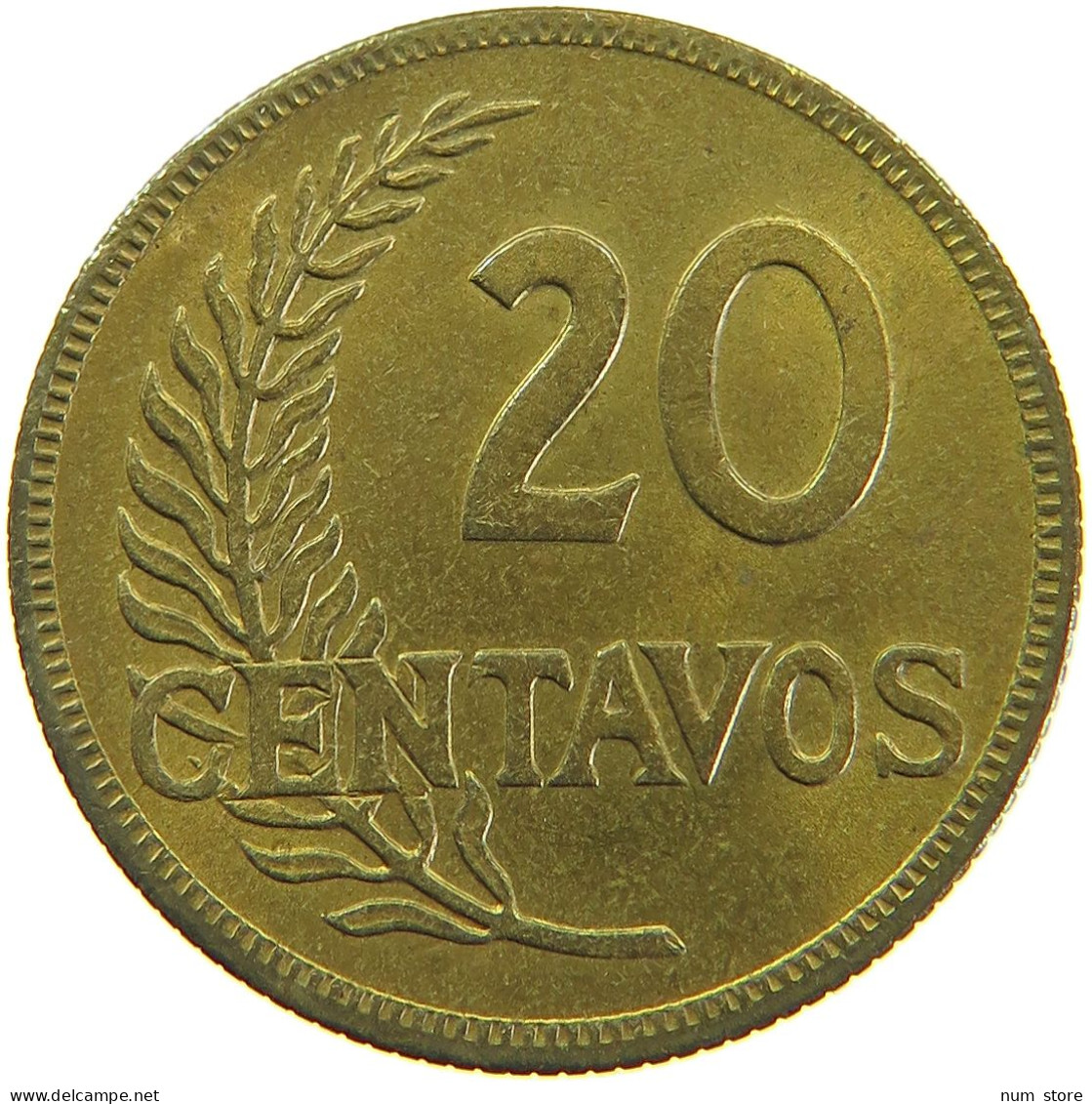 PERU 20 CENTAVOS 1942 UNC #t030 0113 - Pérou