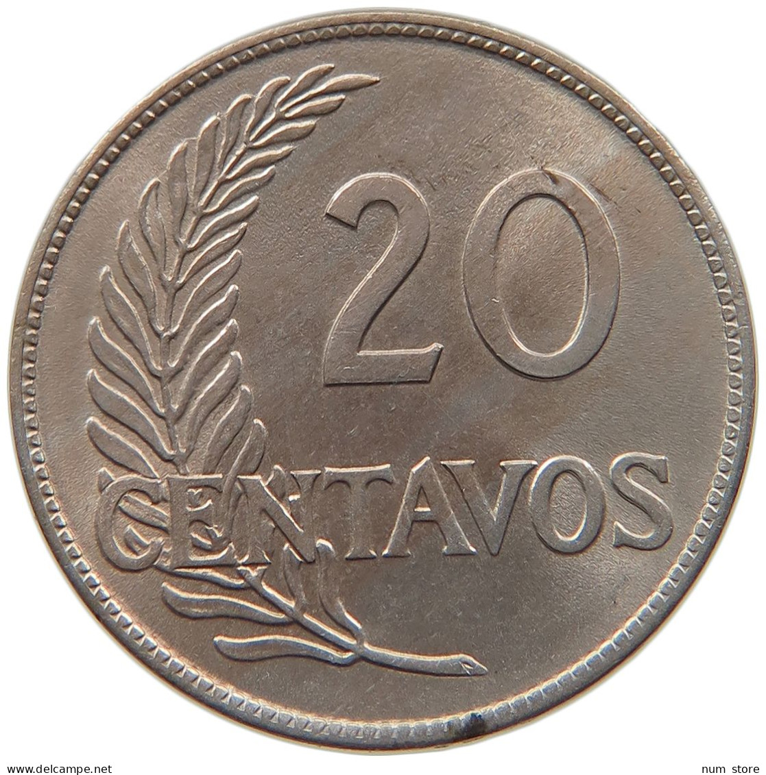 PERU 20 CENTAVOS 1920 UNC #t030 0047 - Pérou