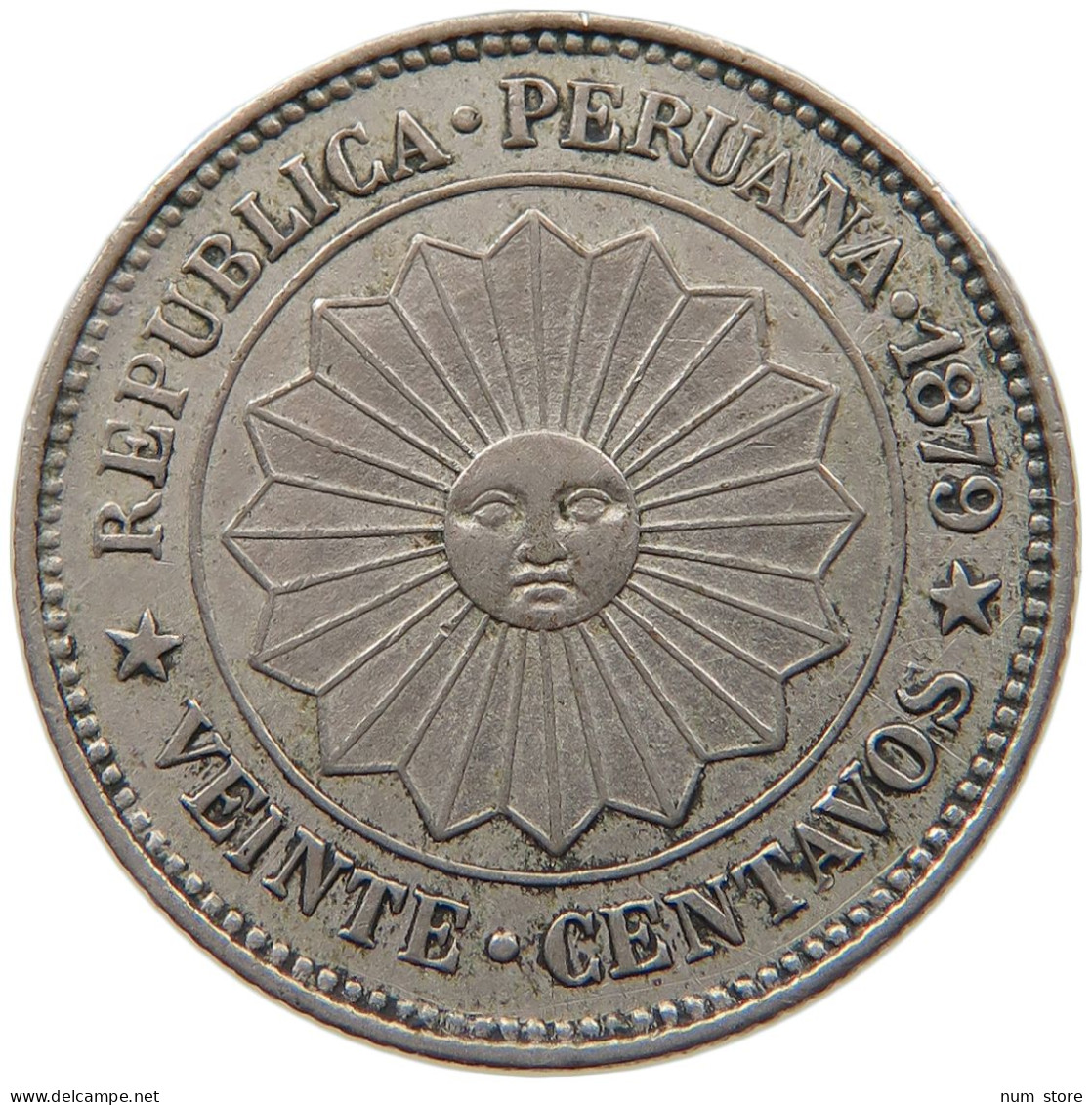 PERU 20 CENTAVOS 1879 #t030 0057 - Pérou