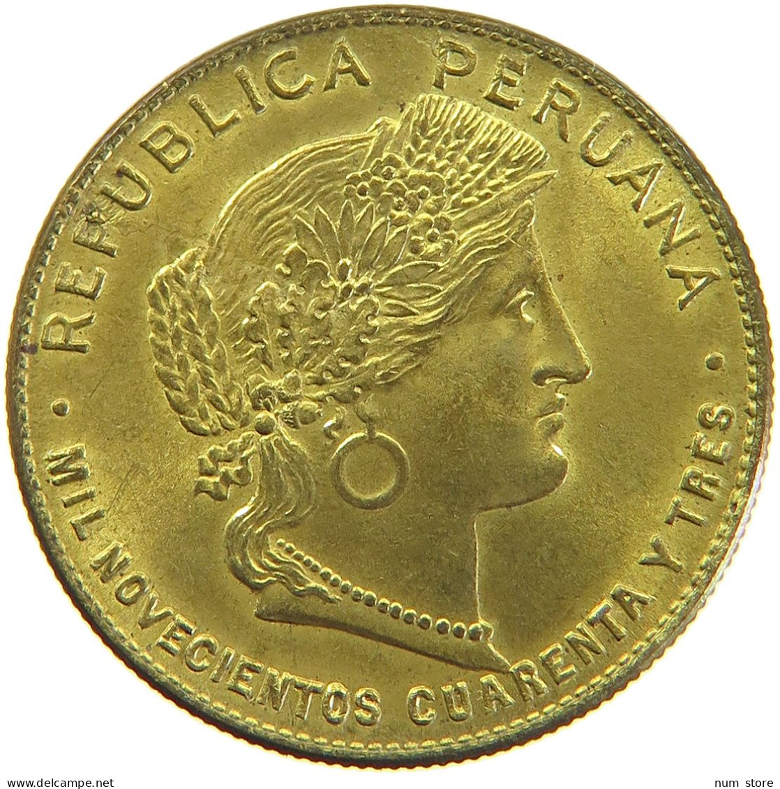 PERU 20 CENTAVOS 1943 UNC #t030 0117 - Perú