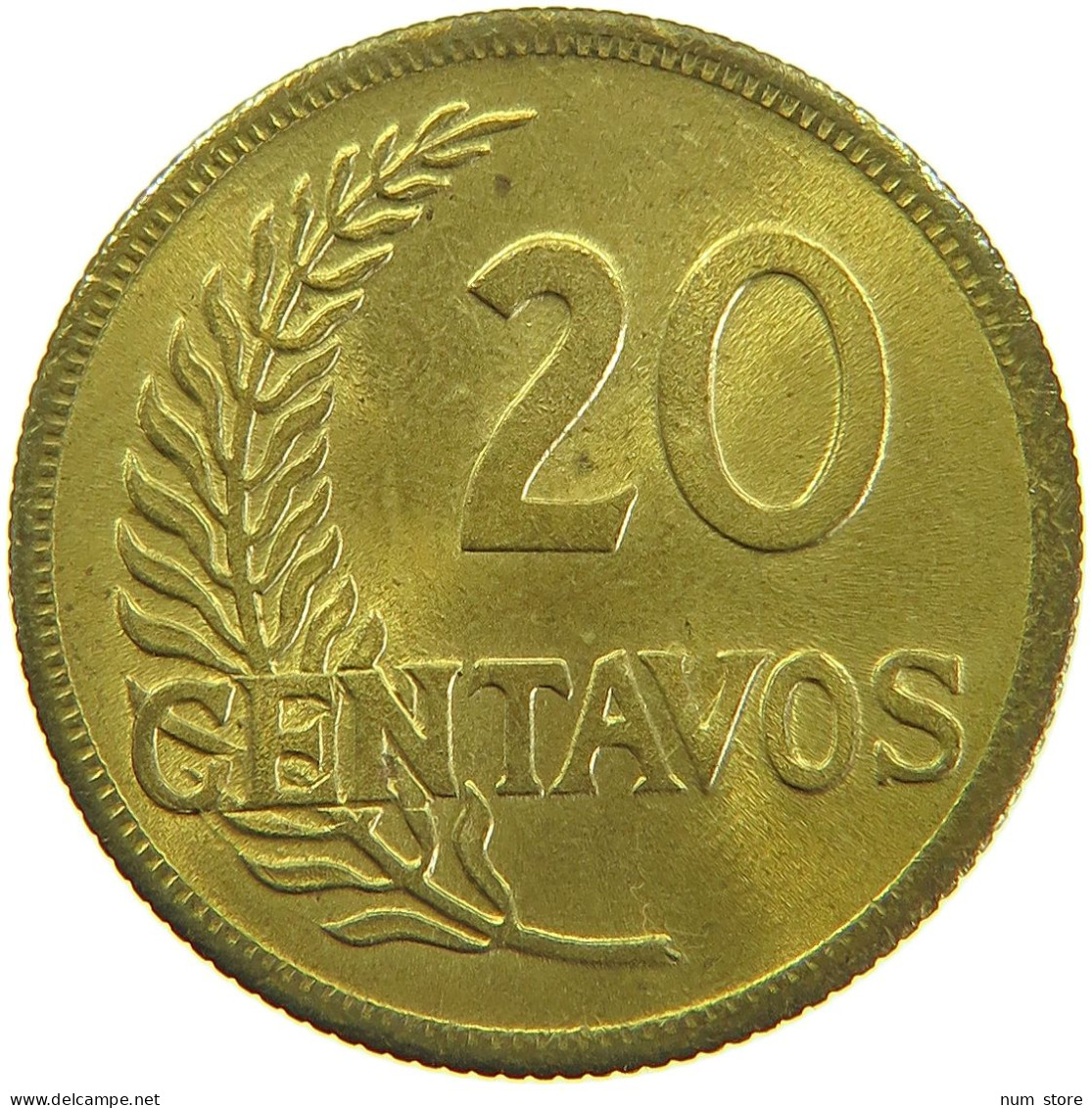 PERU 20 CENTAVOS 1943 UNC #t030 0111 - Peru